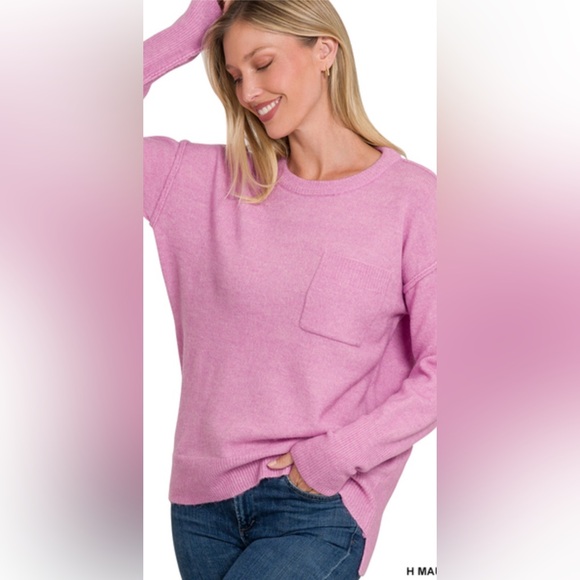 Zenana Sweaters - New Heathered Mauve Zenana Sweater Small/Medium
Large/XL